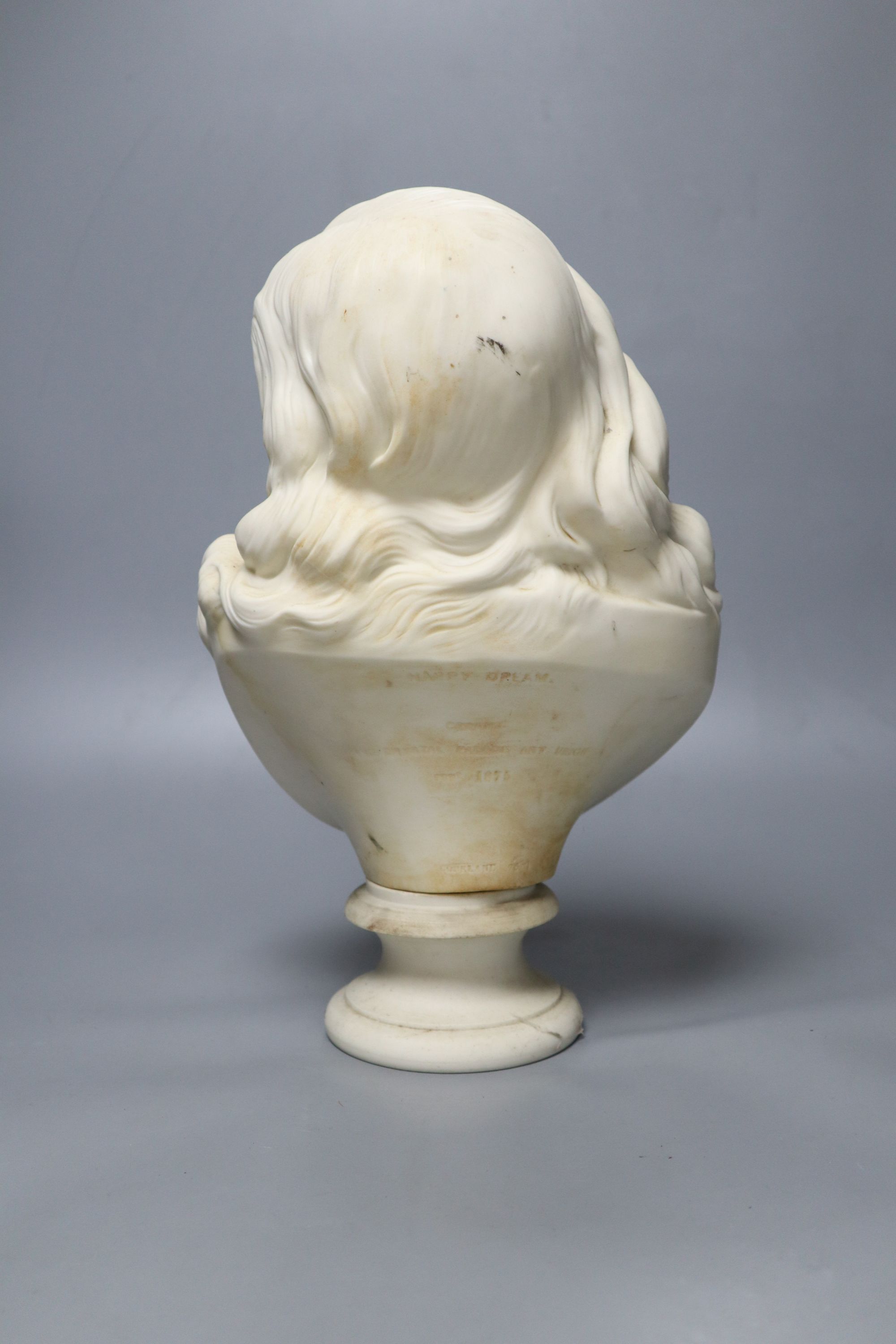A 19th century Copeland bust Happy Dream, height 30cm